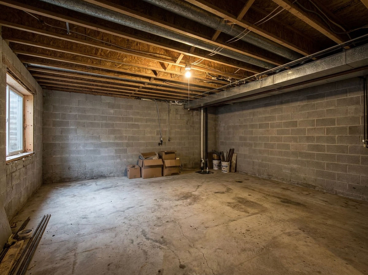 Family Room — unfinished state, same camera angle