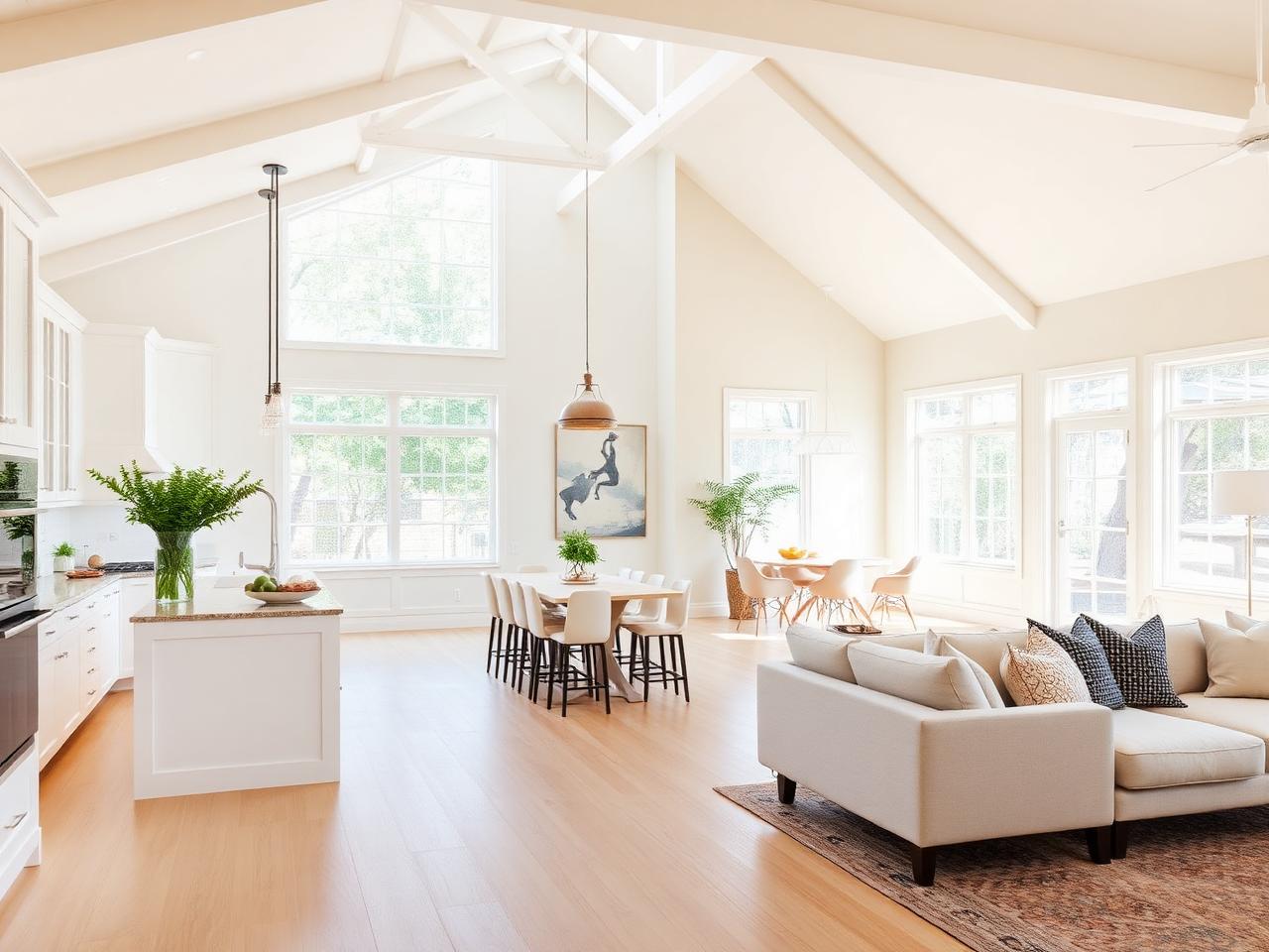 Renovated living space adjoining a new kitchen