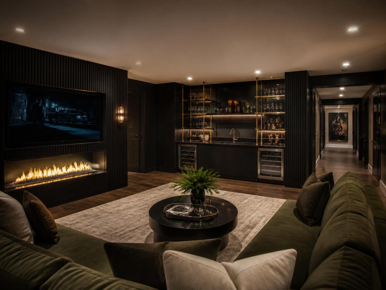 Finished basement lounge